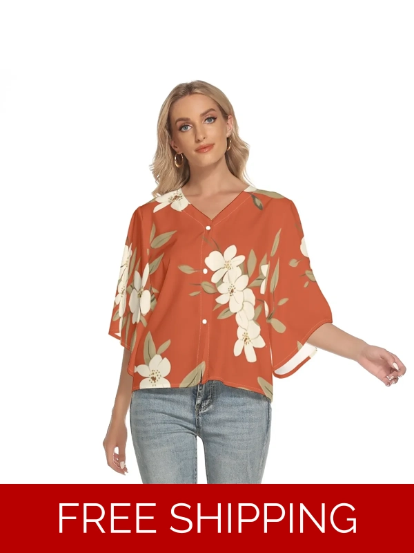 Motiff Shop Bat Sleeve V-Neck Top